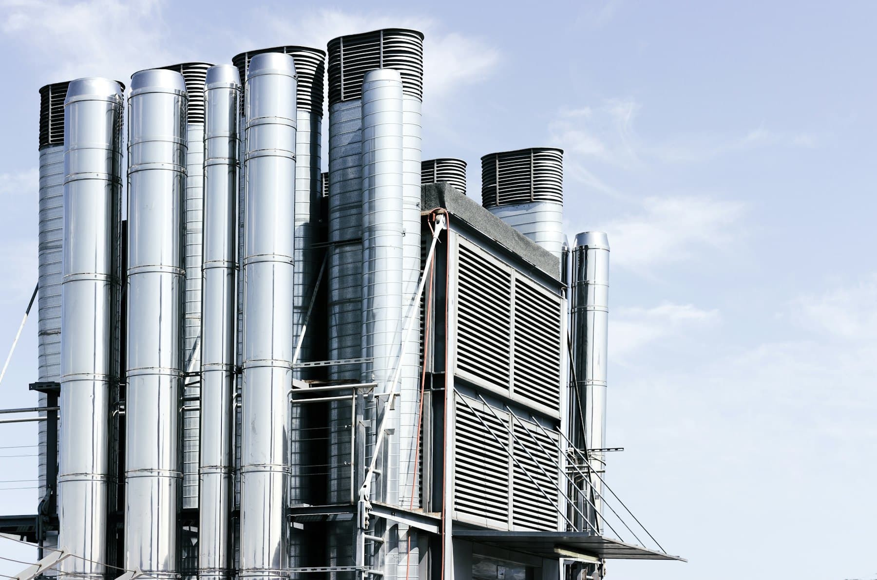 Industrial cooling tower undergoing maintenance