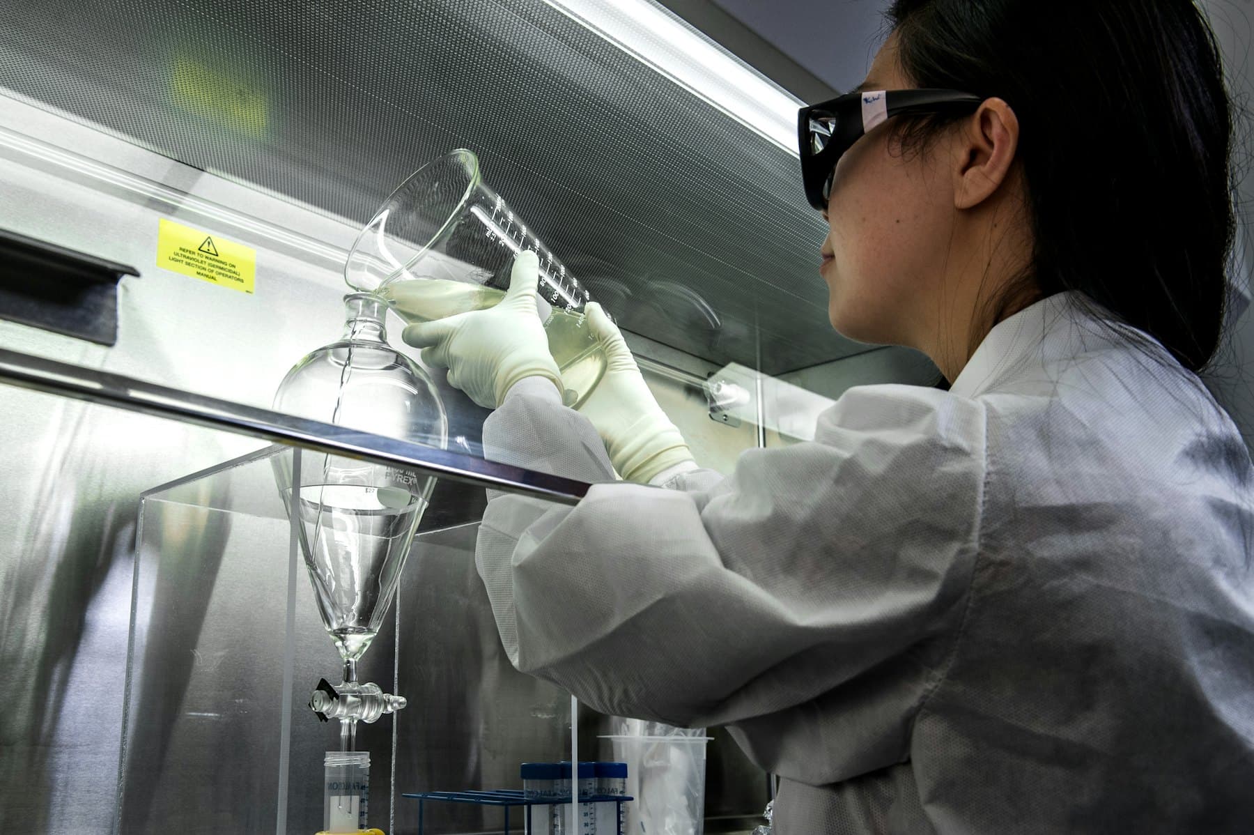 Occupational hygienist taking a workplace exposure measurement